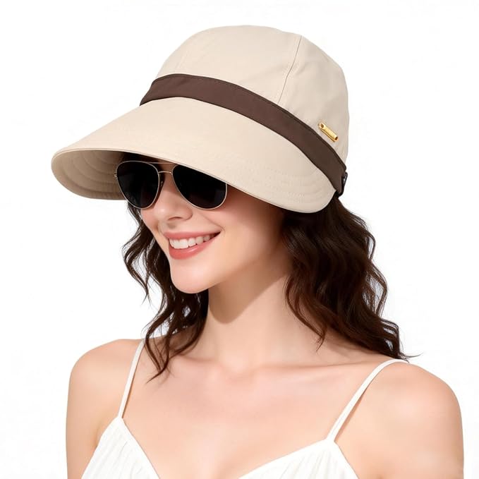 SANNIDHI® Summer Caps for Women Wide Brim Sun Hats Sun Visor Cap for Women Fashion Outdoor Lightweight Packable UV Protection Ladies Hat for Travel, Daily, Hiking,